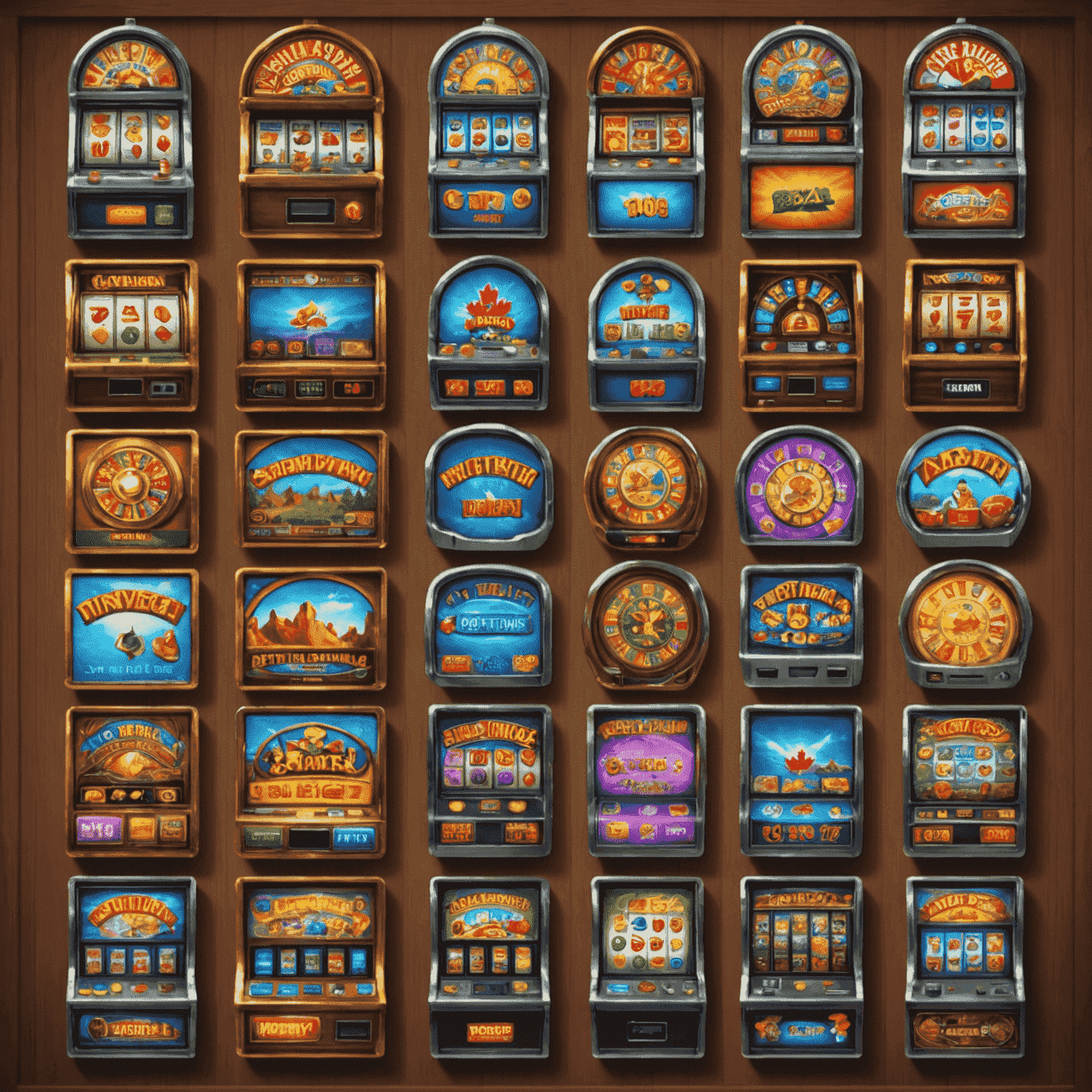 Collage of 5 popular slot game interfaces with Canadian themes