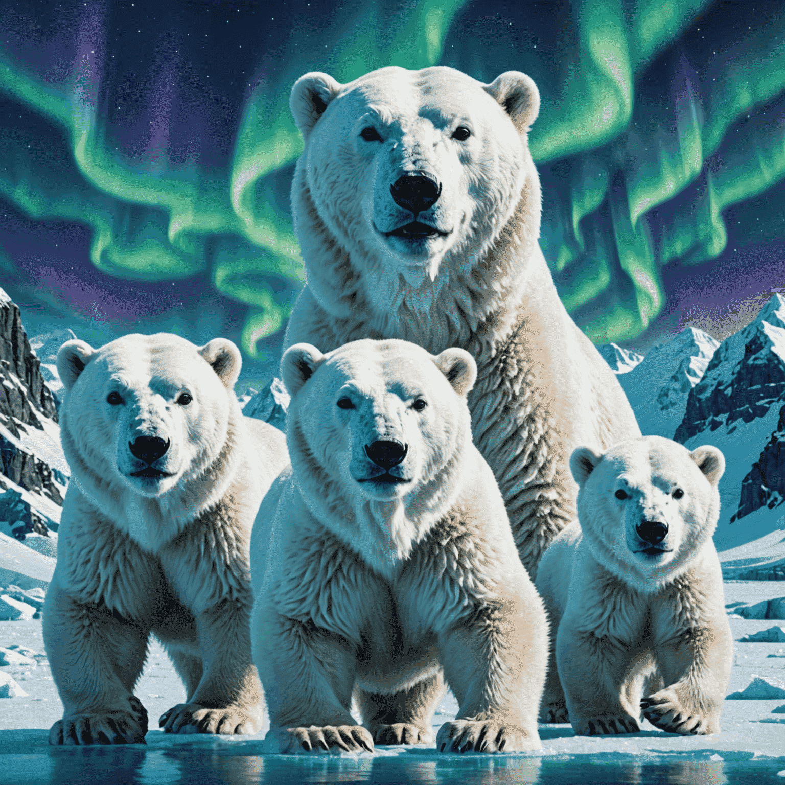 Arctic Adventure slot game with icy blue reels, polar bears, and northern lights animations