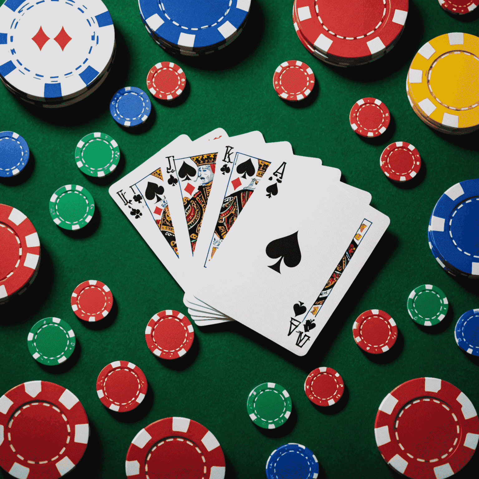 Abstract geometric design of poker cards and chips arranged in a dynamic composition