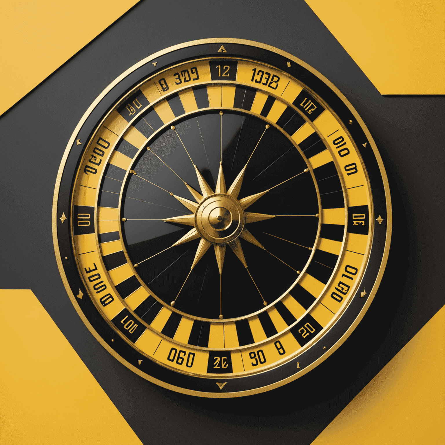 Minimalist geometric representation of a roulette wheel with contrasting black and yellow elements